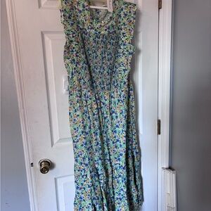 Shoshanna Floral Casual Dress - Blue and Green